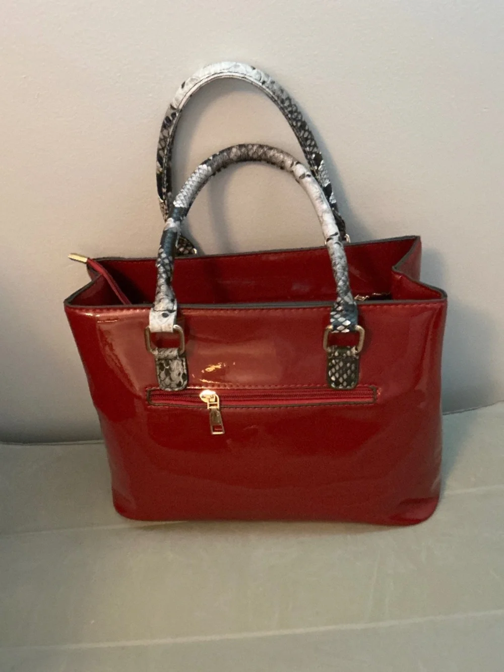 Red Patent Leather Satchel Set